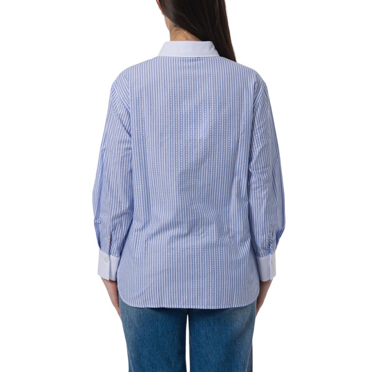 Camicia Marella in cotone bastonetto con strass