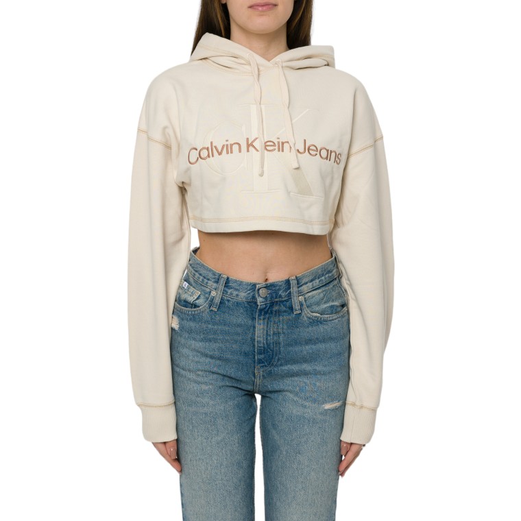 Felpa crop con cappuccio Calvin Klein Jeans