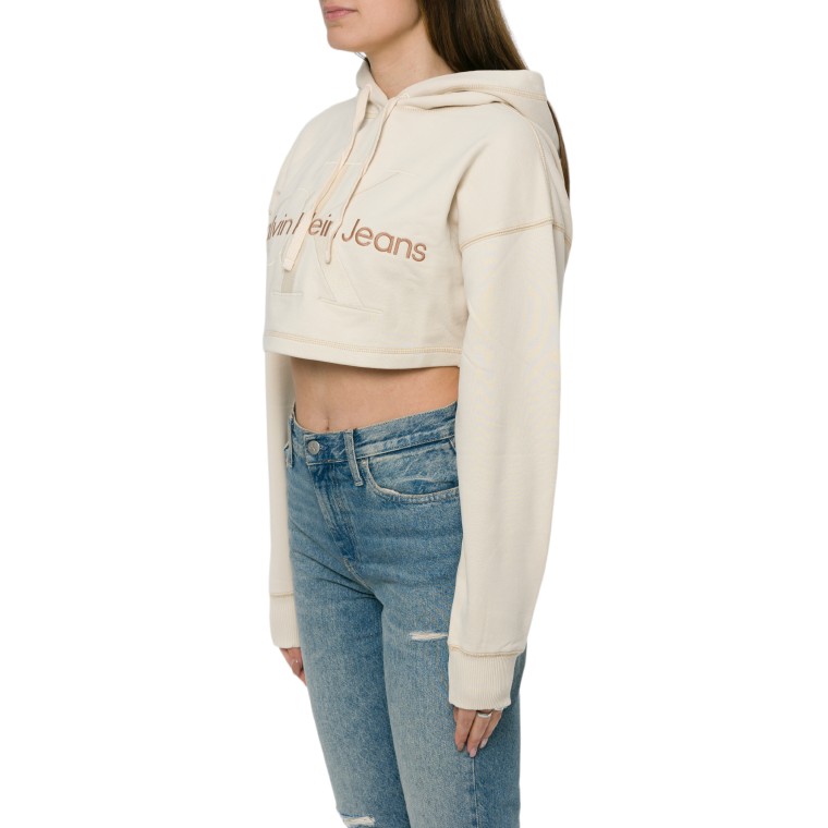 Felpa crop con cappuccio Calvin Klein Jeans