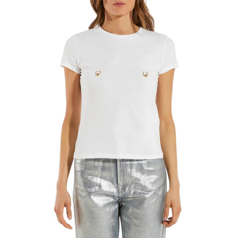 T-shirt in jersey con piercing Elisabetta Franchi