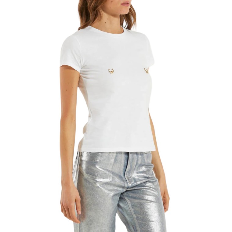 T-shirt in jersey con piercing Elisabetta Franchi