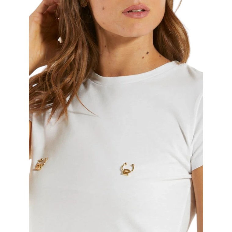 T-shirt in jersey con piercing Elisabetta Franchi