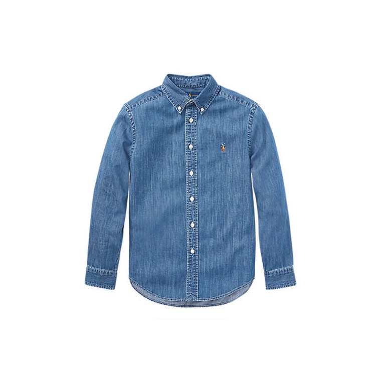 Camicia in chambray di cotone Polo Ralph Lauren Bambino