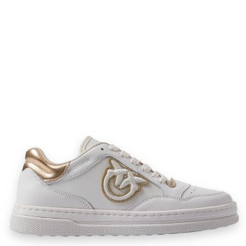 Sneakers in pelle con logo laterale ricamato Pinko