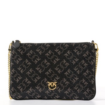 Borsetta pochette strass Monogram con tracolla Pinko