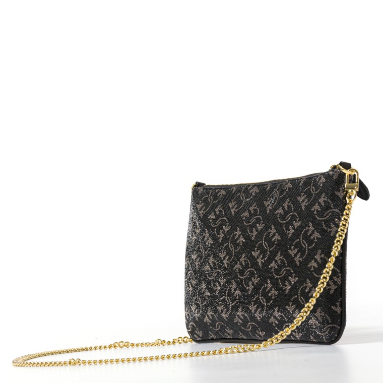 Borsetta pochette strass Monogram con tracolla Pinko