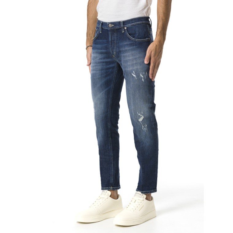 Jeans Dondup in denim di cotone effetto used