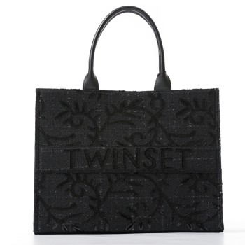 Borsa shopper 'Victoria' con ricamo e logo Twinset