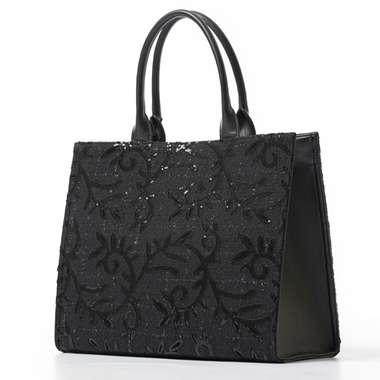 Borsa shopper 'Victoria' con ricamo e logo Twinset