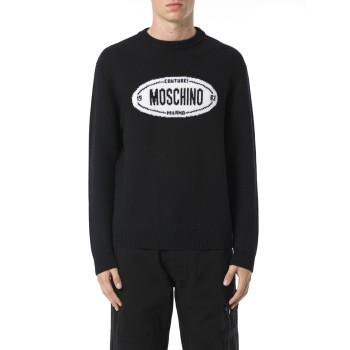 Maglione Moschino Couture in lana vergine con logo jacquard