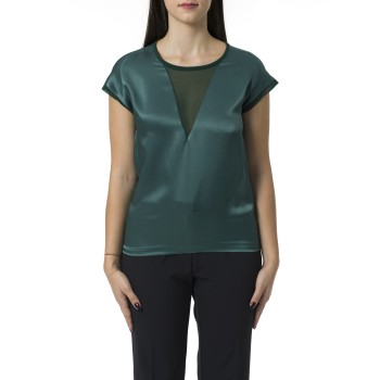 Blusa t-shirt satin e georgette Pinko