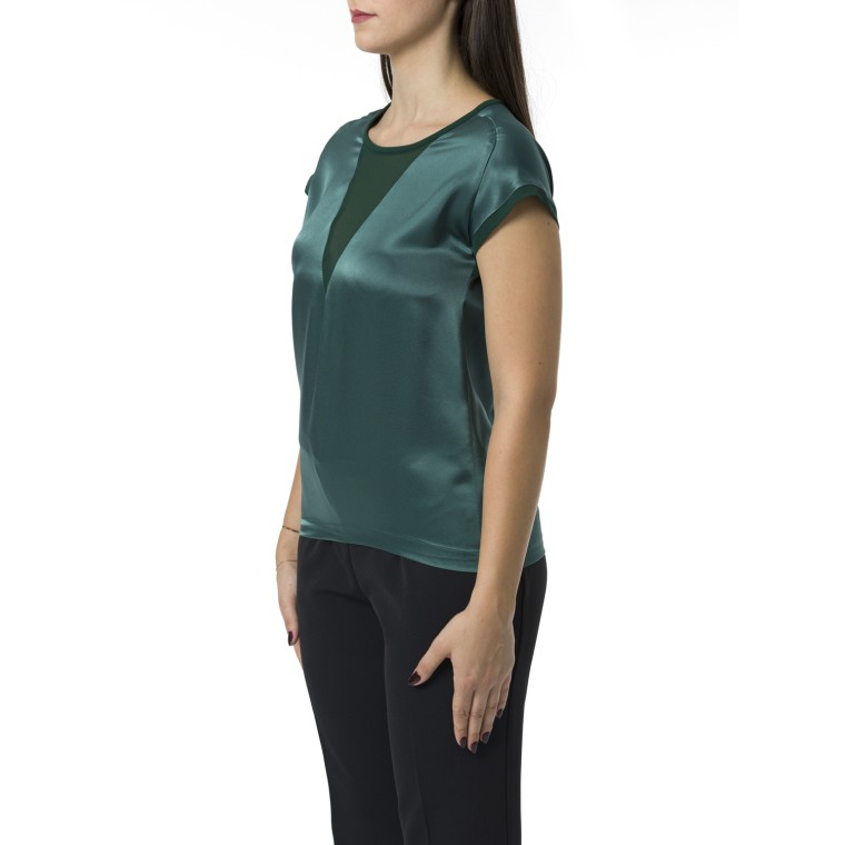 Blusa t-shirt satin e georgette Pinko