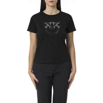 T-shirt con ricamo logo Love Birds in cristalli