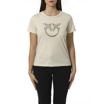 T-shirt con ricamo logo Love Birds in cristalli