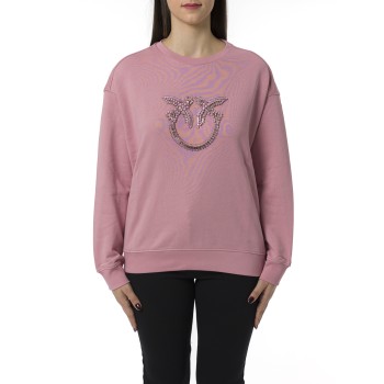 Felpa girocollo con ricamo gioiello Love Birds Pinko