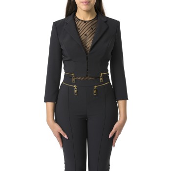 Giacca cropped in crêpe stretch con zip Elisabetta Franchi