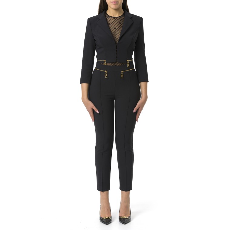 Giacca cropped in crêpe stretch con zip Elisabetta Franchi