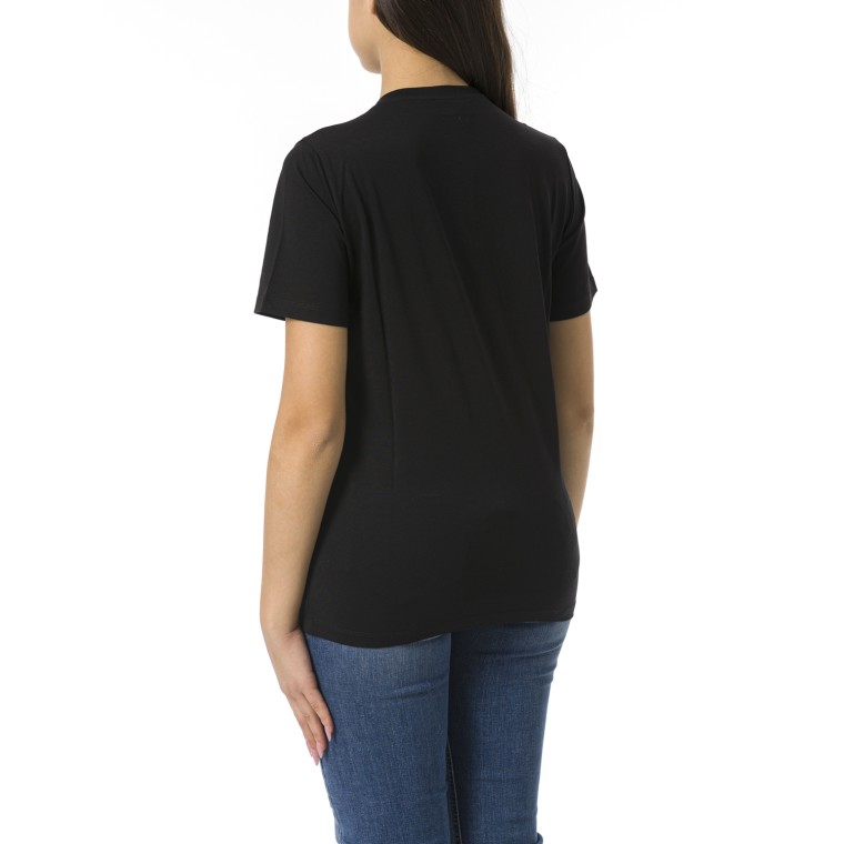 T-shirt in jersey con strass logo Elisabetta Franchi