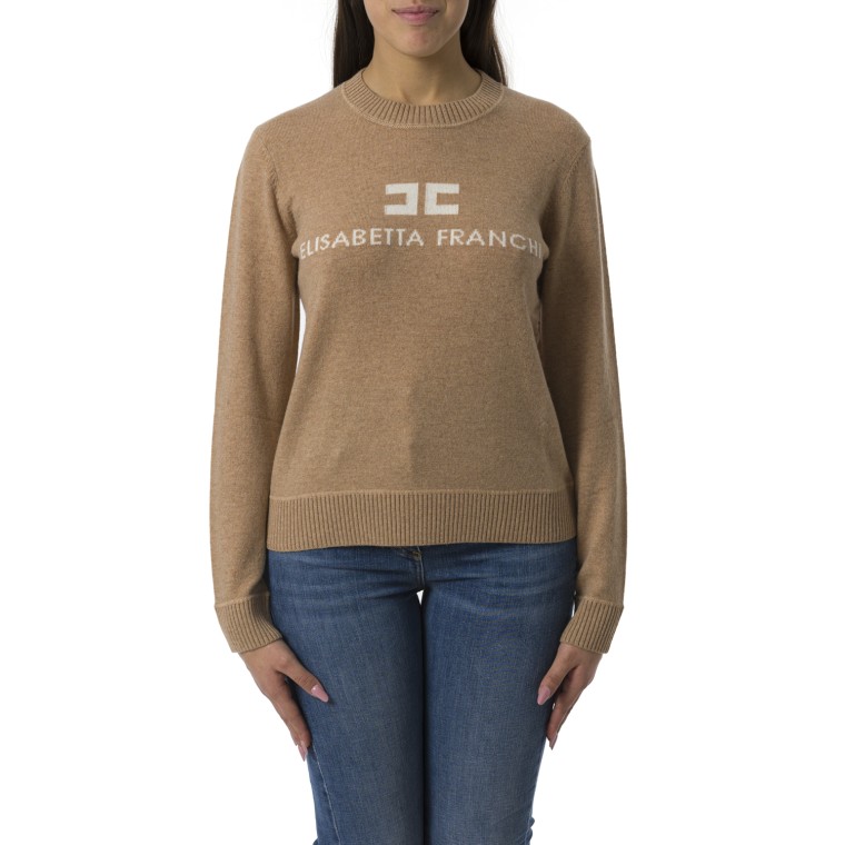 Pullover in misto cashmere con logo Elisabetta Franchi