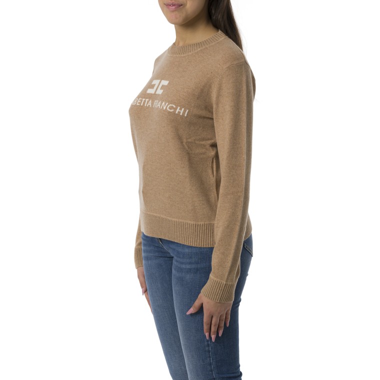 Pullover in misto cashmere con logo Elisabetta Franchi