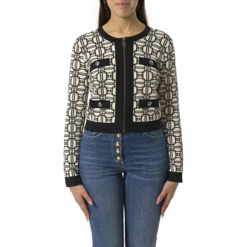 Cardigan cropped logo jacquard Elisabetta Franchi