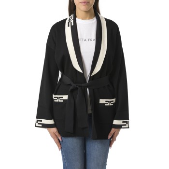 Cardigan in viscosa con bande logo Elisabetta Franchi