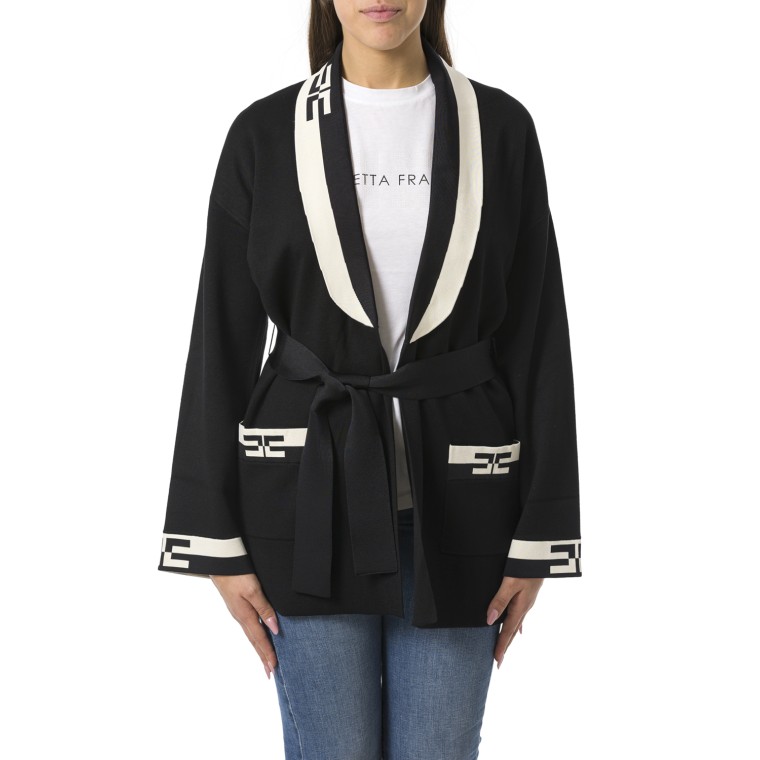 Cardigan in viscosa con bande logo Elisabetta Franchi