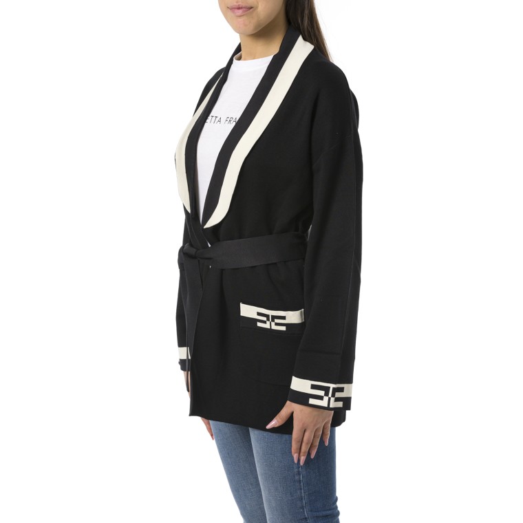 Cardigan in viscosa con bande logo Elisabetta Franchi