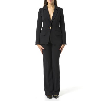 Tailleur in crêpe stretch con giacca sfiancata e...