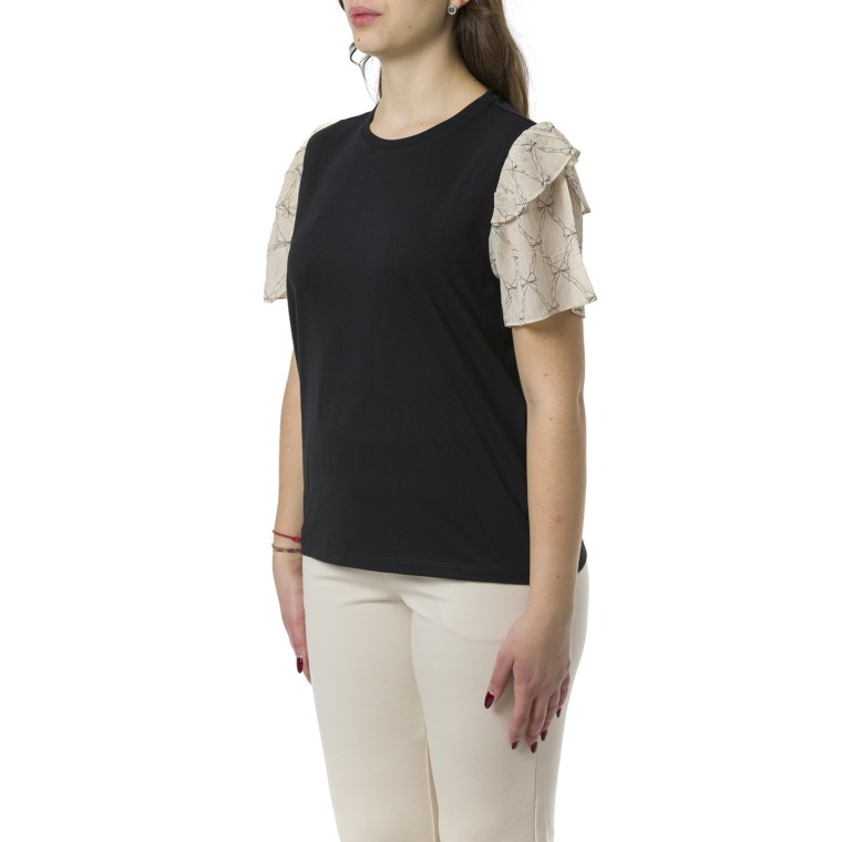 T-shirt con maniche in creponne Twinset