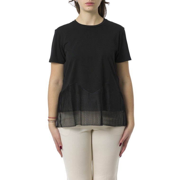 T-shirt con balze in tulle Twinset