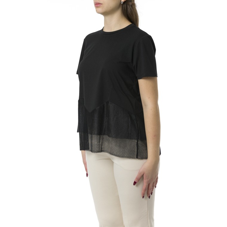 T-shirt con balze in tulle Twinset