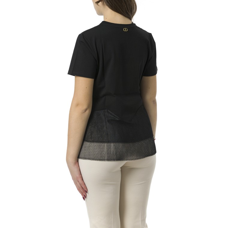 T-shirt con balze in tulle Twinset