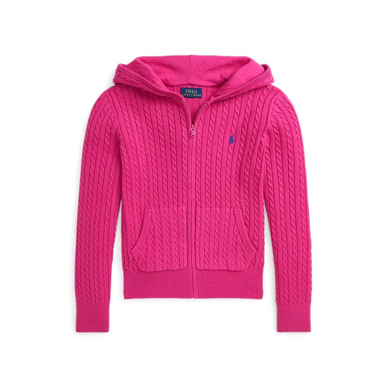 Maglia a trecce con zip e cappuccio Polo Ralph Lauren bambina