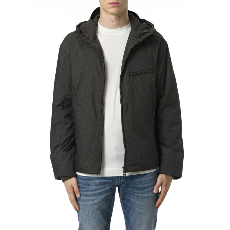 Blouson in nylon con zip e cappuccio Emporio Armani