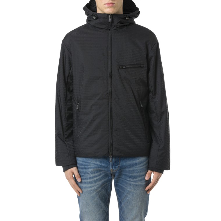 Blouson in nylon con zip e cappuccio Emporio Armani