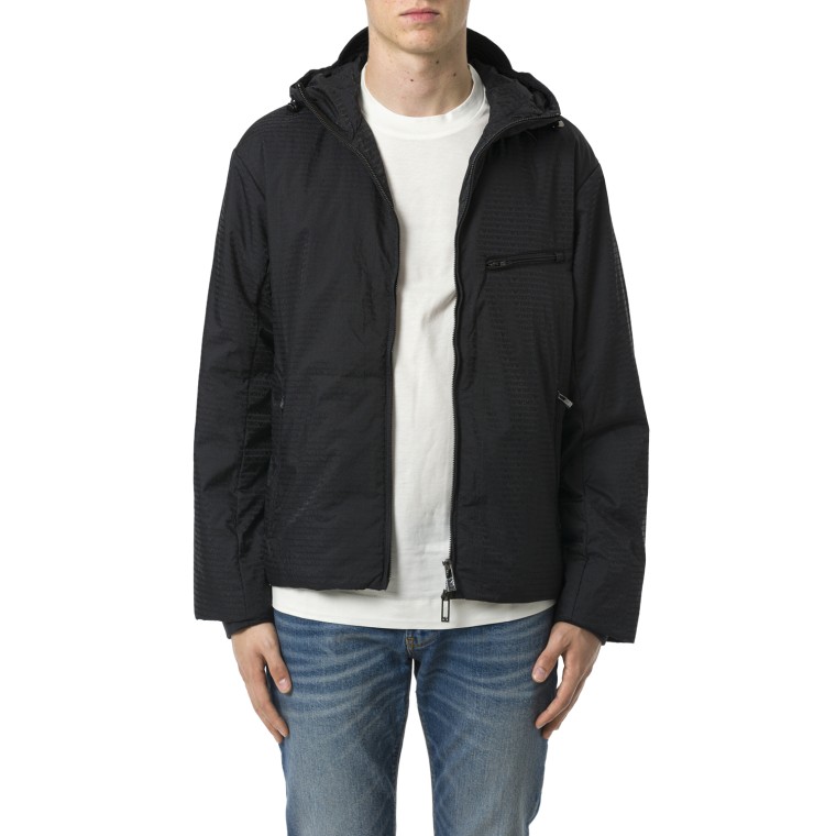 Blouson in nylon con zip e cappuccio Emporio Armani