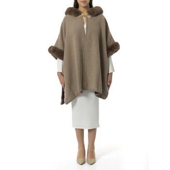 Poncho in panno e faux fur Twinset