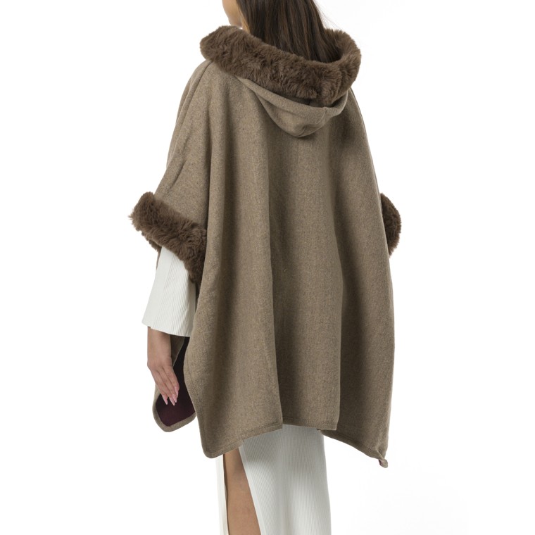 Poncho in panno e faux fur Twinset