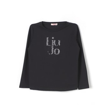 T-shirt in jersey di cotone stretch Liu Jo Kids con strass