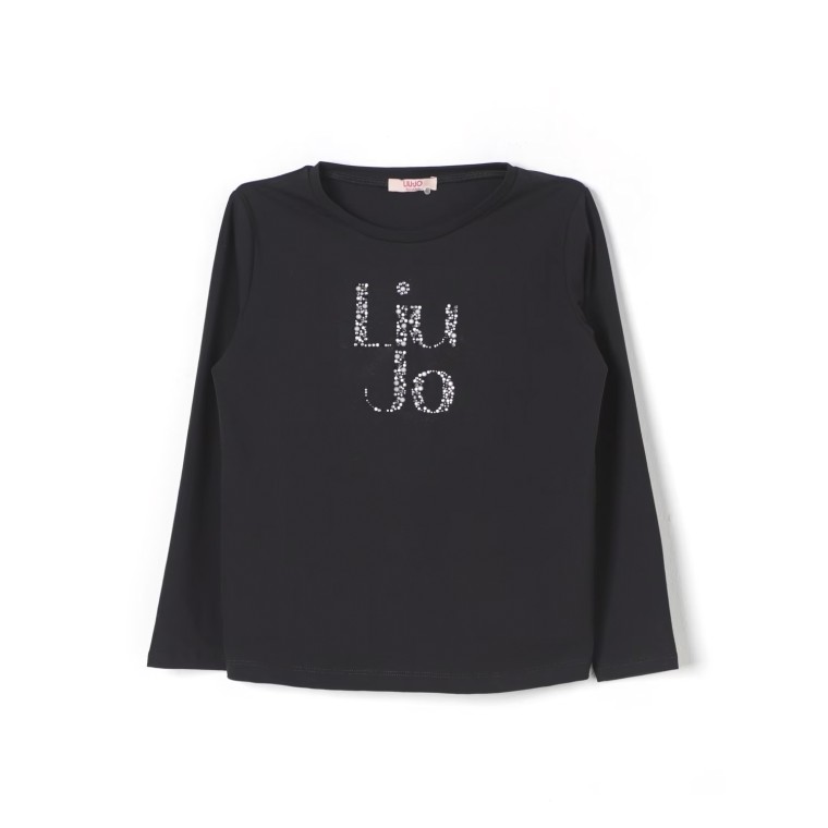 T-shirt in jersey di cotone stretch Liu Jo Kids con strass