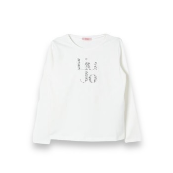 T-shirt in jersey di cotone stretch Liu Jo Kids con strass