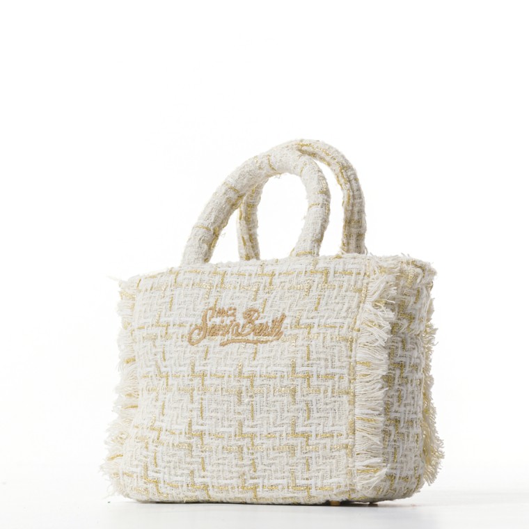 Borsa a mano Mini Vanity in lana con motivo tweed bianco Mc2 Saint Barth