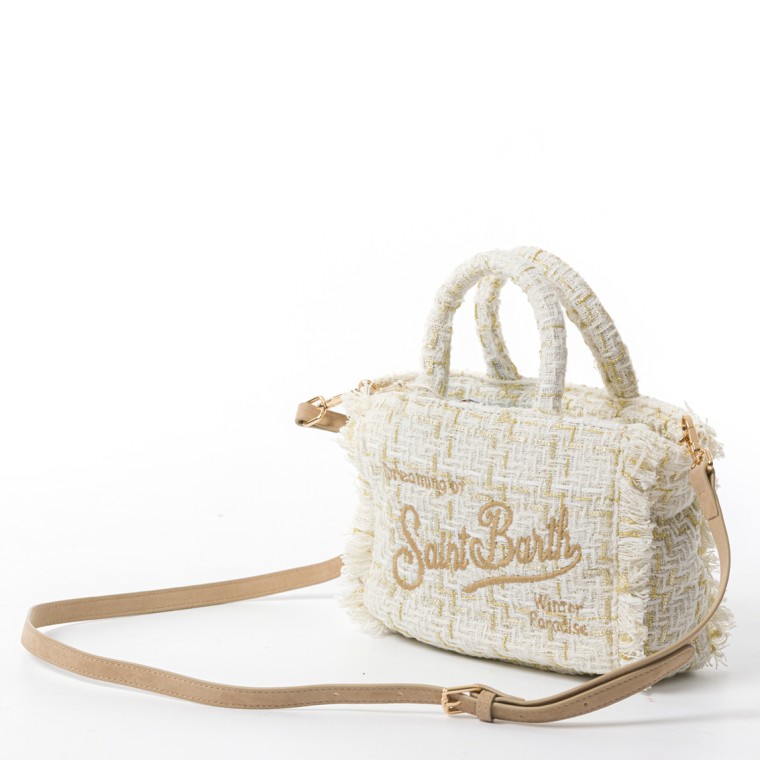 Borsa a mano Mini Vanity in lana con motivo tweed bianco Mc2 Saint Barth