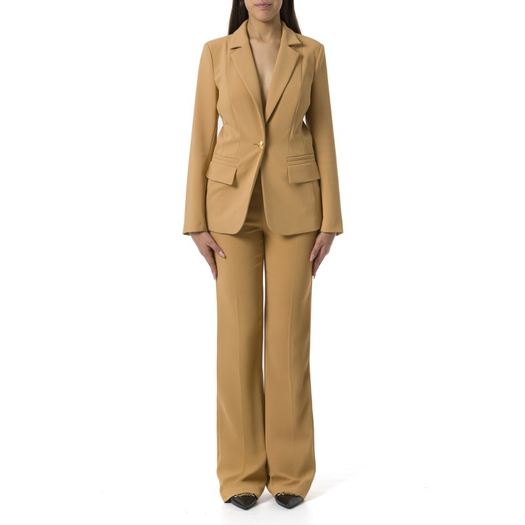 Tailleur in crêpe stretch con giacca sfiancata e pantalone dritto Elisabetta Franchi