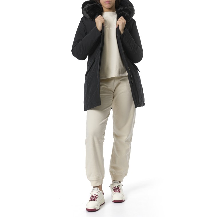 Beaker Parka in Ramar Cloth con pelliccia sintetica Woolrich