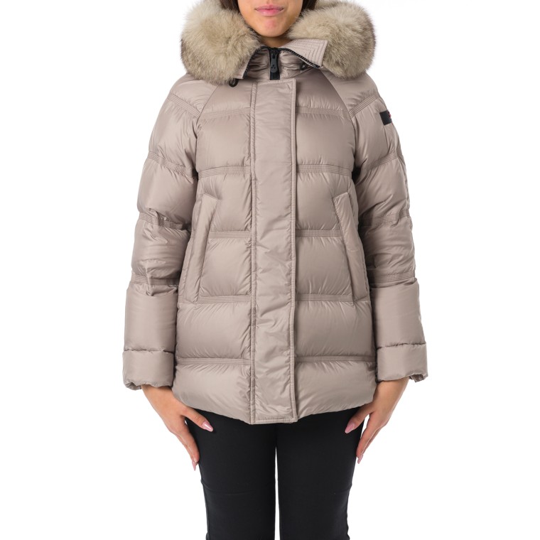 Takan Puffer Jacket con cappuccio bordato in Pelliccia Peuterey