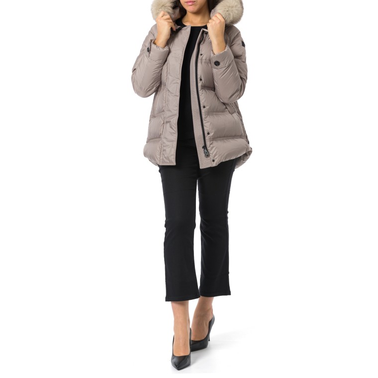 Takan Puffer Jacket con cappuccio bordato in Pelliccia Peuterey