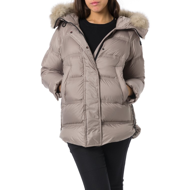 Takan Puffer Jacket con cappuccio bordato in Pelliccia Peuterey