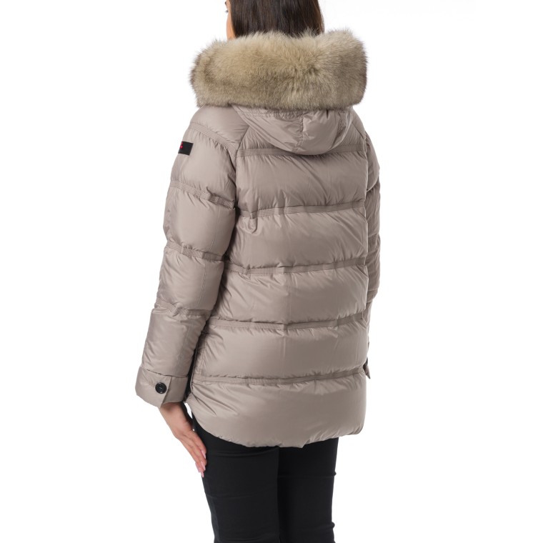 Takan Puffer Jacket con cappuccio bordato in Pelliccia Peuterey